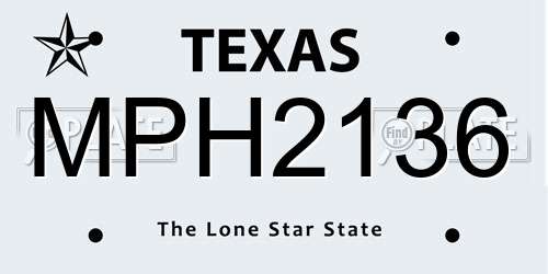 MPH2136 Texas License Plate