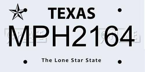 MPH2164 Texas License Plate