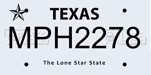 MPH2278 Texas License Plate