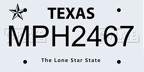 MPH2467 Texas License Plate