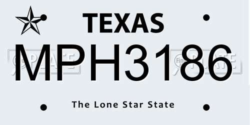 MPH3186 Texas License Plate