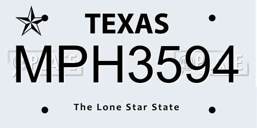MPH3594 Texas License Plate