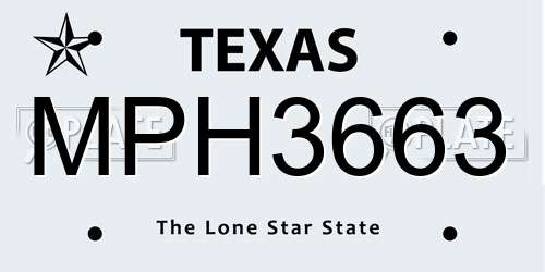 MPH3663 Texas License Plate