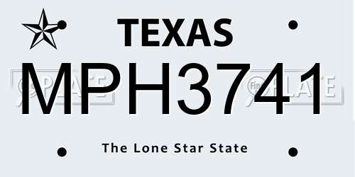 MPH3741 Texas License Plate