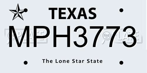 MPH3773 Texas License Plate