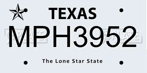 MPH3952 Texas License Plate