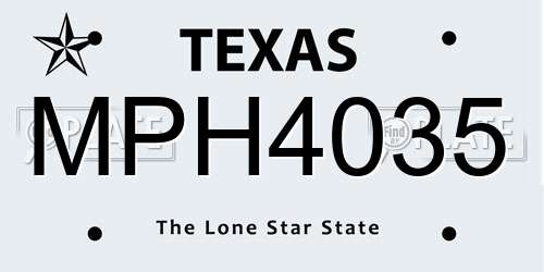 MPH4035 Texas License Plate