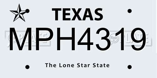 MPH4319 Texas License Plate