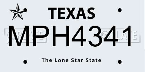 MPH4341 Texas License Plate