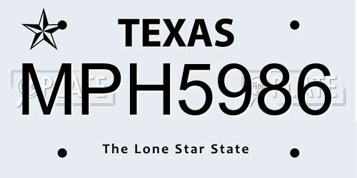 MPH5986 Texas License Plate
