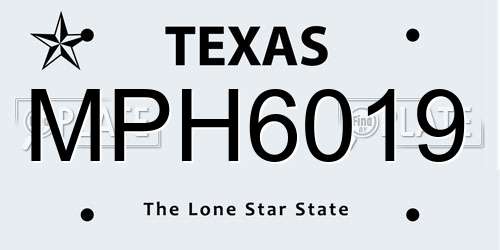 MPH6019 Texas License Plate