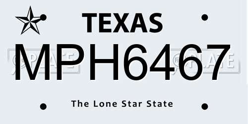 MPH6467 Texas License Plate