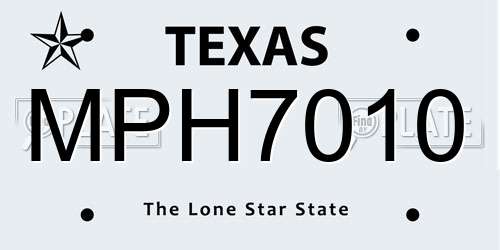 MPH7010 Texas License Plate