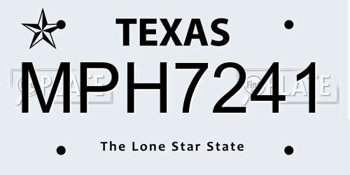 MPH7241 Texas License Plate