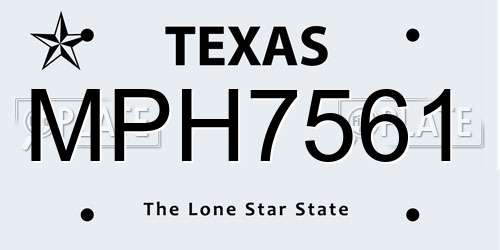 MPH7561 Texas License Plate