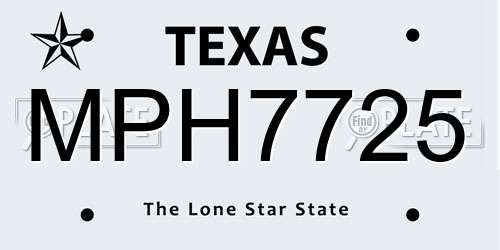 MPH7725 Texas License Plate
