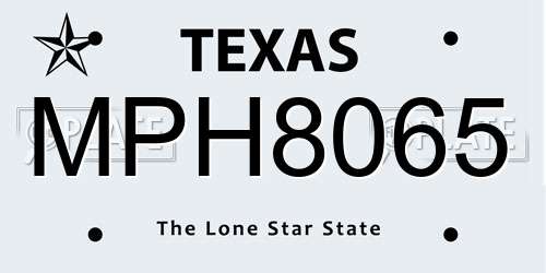 MPH8065 Texas License Plate