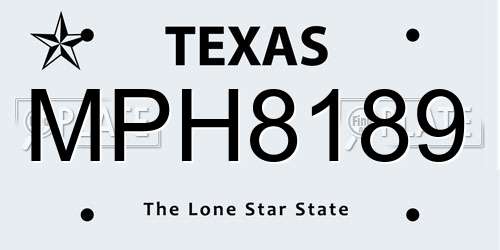 MPH8189 Texas License Plate