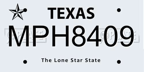 MPH8409 Texas License Plate