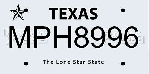 MPH8996 Texas License Plate