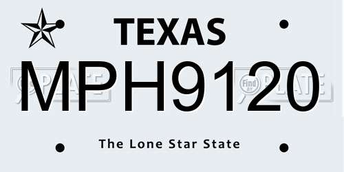 MPH9120 Texas License Plate