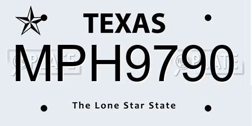 MPH9790 Texas License Plate
