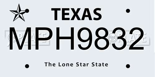 MPH9832 Texas License Plate