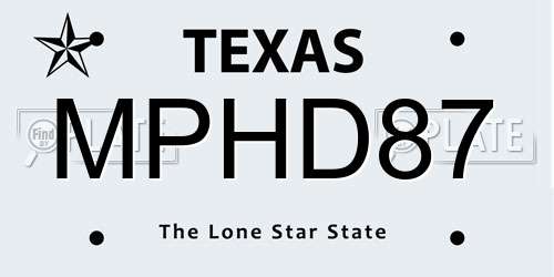 MPHD87 Texas License Plate