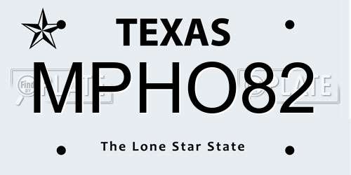 MPHO82 Texas License Plate