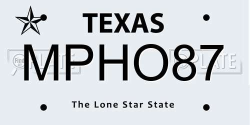 MPHO87 Texas License Plate