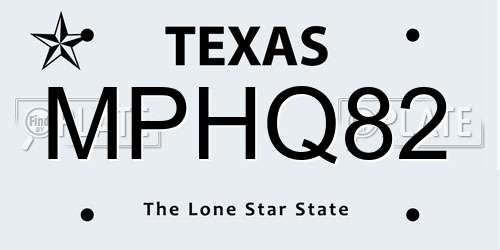 MPHQ82 Texas License Plate