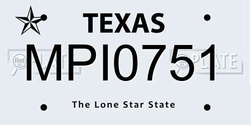 MPI0751 Texas License Plate