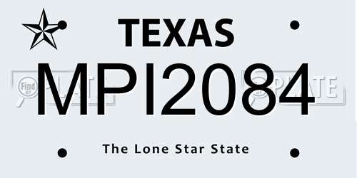 MPI2084 Texas License Plate