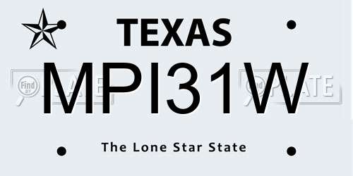 MPI31W Texas License Plate