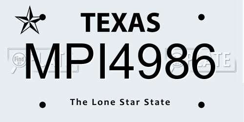 MPI4986 Texas License Plate