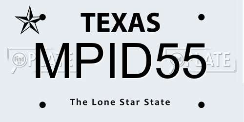 MPID55 Texas License Plate