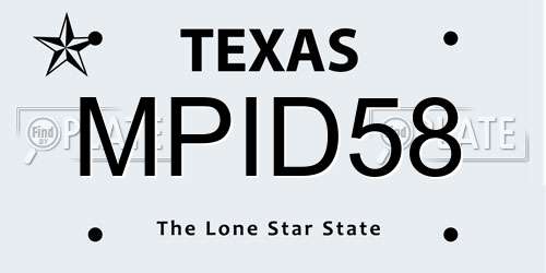 MPID58 Texas License Plate