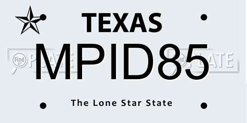 MPID85 Texas License Plate