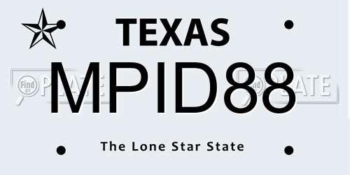 MPID88 Texas License Plate