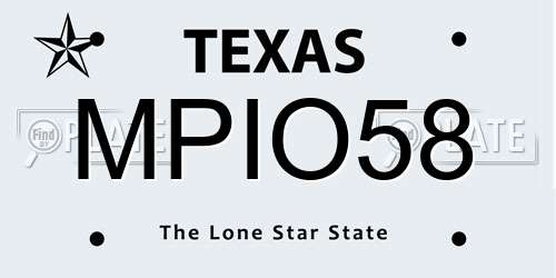 MPIO58 Texas License Plate