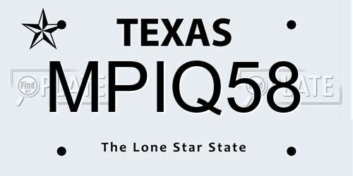 MPIQ58 Texas License Plate