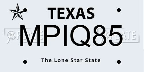 MPIQ85 Texas License Plate