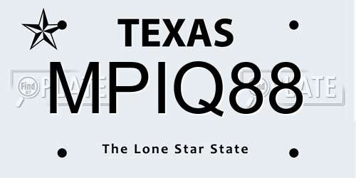 MPIQ88 Texas License Plate