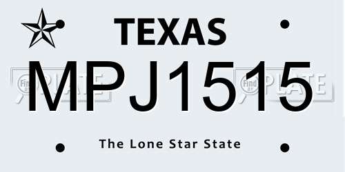 MPJ1515 Texas License Plate