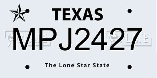 MPJ2427 Texas License Plate