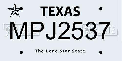 MPJ2537 Texas License Plate