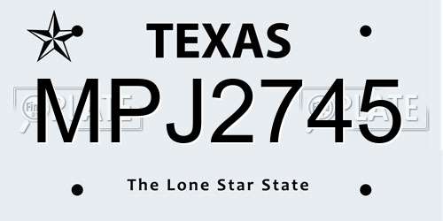 MPJ2745 Texas License Plate