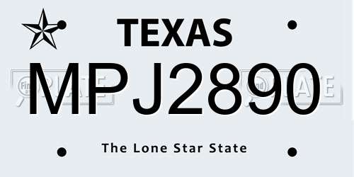 MPJ2890 Texas License Plate