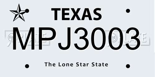 MPJ3003 Texas License Plate