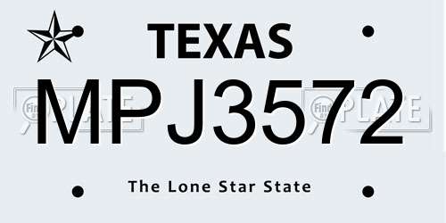 MPJ3572 Texas License Plate